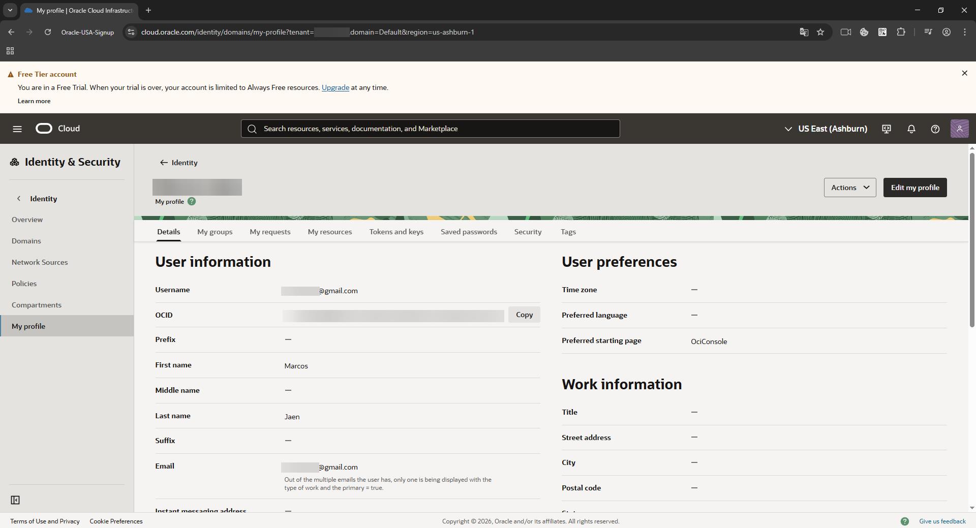 oracle console login